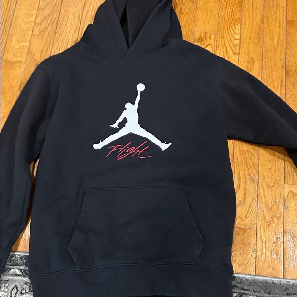 Jordan Black Hoodie with White and Red Logo
